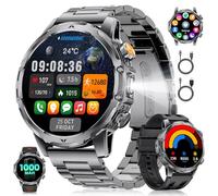 Orologio Smartwatch Uomo con Chiamate/Batteria 1000 mAh per Android iOS, 1,53" HD Smartwatch Militare con Frequenza Cardiaca/129 Modalità Sportive, Impermeabile IP68 Torcia Fitness Watch, 3 Cinturini