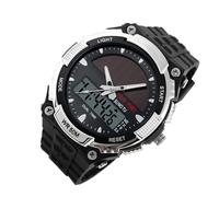 Orologio solare da uomo, sportivo, impermeabile, digitale, per fitness, lavoro all'aperto, stile casual, multifunzione, per uso sul campo, corsa, regalo di compleanno, uso quotidiano, Argento, Refer