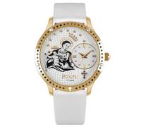 OROLOGIO SOLO TEMPO POMPEI TIME PMTGBIA CASSA PVD ORO CINTURINO SETA BIANCO