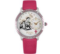 OROLOGIO SOLO TEMPO POMPEI TIME PMTSFUC CASSA SILVER CINTURINO PELLE FUCSIA