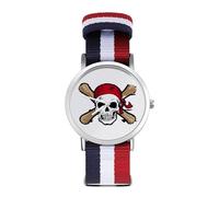 Orologio sportivo al quarzo analogico al quarzo con teschio pirata che ride per uomo e donna con cinturino in nylon, Stile:, regular, Cinturino