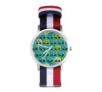 Orologio sportivo con motivo alieni, per uomo e donna, cinturino in nylon, orologio analogico al quarzo, Stile:, regular, Cinturino