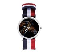 Orologio sportivo con ritratto di un cavallo arabo, per uomo e donna, cinturino in nylon, orologio analogico al quarzo, Stile:, regular