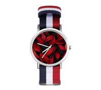 Orologio sportivo con stampa a foglia rossa, per uomo e donna, cinturino in nylon, orologio analogico al quarzo, Stile:, regular