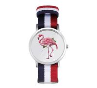 Orologio sportivo con stampa fenicottero per uomo e donna, cinturino in nylon, orologio analogico al quarzo, Stile:, regular, Cinturino