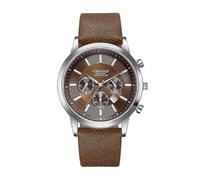 Orologio sportivo da uomo Chronos Ch0401 con cinturino in pelle a tre occhi e sei lancette, colore caffè