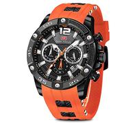 Orologio sportivo da uomo, impermeabile, multifunzione, con cronografo, cinturino in silicone luminoso, casual, per gli uomini, alla moda, orologio da polso, Arancione