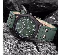 Orologio sportivo da uomo in pelle con cinturino classico al quarzo orologio rettangolare da uomo, Verde, misura unica