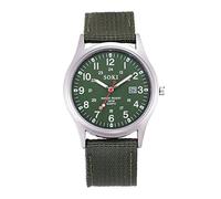 Orologio sportivo da uomo, in tela e acciaio inox, al quarzo, con data, gadget, Verde, One Size, Cinturino