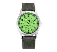 Orologio sportivo da uomo, in tela e acciaio inox, al quarzo, con data, orologio Dork Too, Verde chiaro, misura unica