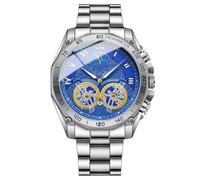 Orologio sportivo da uomo, orologio al quarzo da uomo, lavorazione metallica, alta tecnologia, quadrante trasparente, zaffiro come cristallo, design scheletrato, funzione estetica moderna, al quarzo