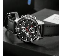 Orologio sportivo da uomo Va Va Voom, cinturino in pelle nera, orologio per tempo libero e feste, movimento alla moda, adatto per studenti, come regalo per la festa del papà o regalo per studenti che 