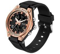 Orologio sportivo digitale da donna, impermeabile, militare, con cronografo, orologio da polso da donna, tattico, multifunzione, doppio tempo, con display a LED e conto alla rovescia, 12/24 ore, cronometro Sportivo Nero oro rosa