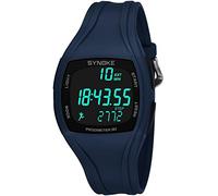 Orologio Sportivo Digitale da Uomo con Cinturino in Plastica di Poliuretano, Contapassi e Sveglia, Luminoso, Impermeabile Fino a 50 m e Base, Colore: Blu Navy