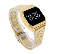 Orologio sportivo digitale, orologio touch screen con cinturino in acciaio inossidabile Orologio digitale multifunzionale a LED trasparente con funzione cronografo di allarme per uomo donna(d'oro)