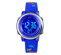 Orologio sportivo digitale per bambini impermeabile per ragazze e ragazzi, sport per bambini all'aperto LED orologi elettrici con allarme luminoso cronometro orologio da polso per bambini, Lettera blu., cinturino
