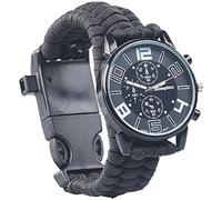 Orologio survival 5 in 1 con bracciale in paracord, bussola, fischietto e acciarino