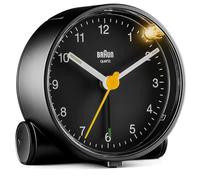 Orologio Sveglia Analogico Classico Braun con Funzione Snooze e Luce, Movimento al Quarzo silenzioso, Suono Sveglia Beep con crescendo, colore nero, modello BC01B.