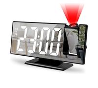 Orologio sveglia con proiezione a specchio - Proiezione da soffitto per orologio multiuso con display a LED da 8 pollici - Proiettore di orologio silenzioso, monitor intelligente della
