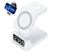 Orologio sveglia digitale - 4,25 pollici supporto magnetico 4 in 1 con caricabatterie wireless da 15 W | Supporto wireless con chip intelligenti per scuola, viaggi, affari, lavoro e casa