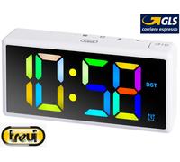 Orologio Sveglia Digitale con Grande Display LED Multicolor Trevi EC 886 bianca