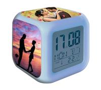 Orologio Sveglia Digitale Personalizzabile CON FOTO DEDICA FRASE da comodino scrivania a led 7 colori fluo Personalizzato idea regalo per Natale, Papà, Mamma, Lui, Lei, Bambino, Scuola