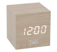 T'NB - Sveglia digitale moderna in legno, sveglia a LED multifunzione, orologio digitale con visualizzazione dell'ora, illuminazione regolabile, 3 allarmi programmabili - Finitura in legno