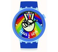 Orologio Swatch Big Bold Peace And Love cinturino in silicone blu SB03N105