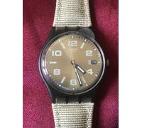 Orologio Swatch Gent PAMPA'S RIDER (GM414)-NUOVO/NOS-Vera Pelle/Data-Oro/Marrone