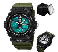 Orologio Tattico Robusto da Uomo, Orologio Sportivo da Esterno con Quadrante Grande, Impermeabile 50M, Luce EL, Sveglie, Ideale per Escursioni, Allenamento e Avventura(Green)