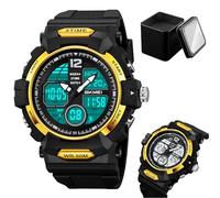 Orologio Tattico Robusto da Uomo, Orologio Sportivo da Esterno con Quadrante Grande, Impermeabile 50M, Luce EL, Sveglie, Ideale per Escursioni, Allenamento e Avventura(Yellow)