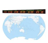 Orologio Temporale del Mondo, Orologio da Parete a 3/4/5/6 Zone La Città può Essere Modificata, Regolazione della Luminosità a 5 Livelli, per Hotel/Aziende/Aeroporti,6City