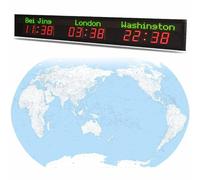 Orologio Temporale del Mondo, Orologio da Parete a 3/4/5/6 Zone La Città può Essere Modificata, Regolazione della Luminosità a 5 Livelli, per Hotel/Aziende/Aeroporti,3City