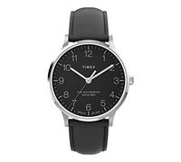 Orologio Timex Waterbury 40mm da uomo - Cassa in acciaio inossidabile con quadrante nero e cinturino in pelle nera TW2V01500