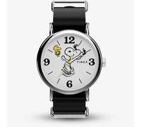 Orologio Timex x Peanuts Weekender Snoopy con cinturino in pelle nera TW2Y60900