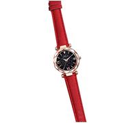 Orologio unisex con cinturino in scala smerigliata con puntini romani, orologio da donna facile da leggere, Rosso, One Size