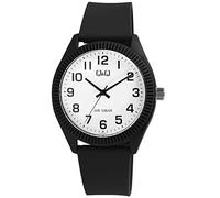 Q&Q Orologio unisex in silicone fibbia ad ardiglione 10 bar analogico al quarzo, nero/bianco, cinghia