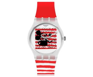 Orologio Unisex Swatch Disney Mickey Mariniere Quadrante Bianco Cinturino...