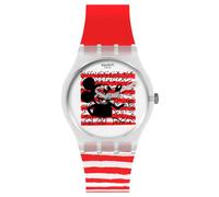 Orologio Unisex Swatch Disney Mickey Mariniere Quadrante Bianco Cinturino Sil...