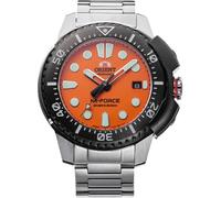 Orologio Uomo Automatico Orient M-Force Quadrante Arancione Bracciale Acciaio...