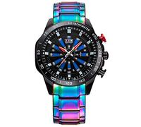 Orologio Uomo,Brillante Cinturino In Acciaio Interamente Multifunzionale Con Personalità Sportiva Da Uomo Red Needle With Black Face A Caigang