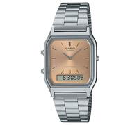 Orologio Uomo Casio AQ-230A-4A Vintage Retro Quadrante Salmone Argento Ana-Di...