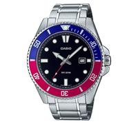 Casio Quadrante Nero Giappone Mov't Al Quarzo MDV-107D-1A3 200M Orologio da Uomo