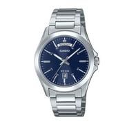 Orologio Uomo Casio MTP-1370D-2A2 Metallo Quadrante Blu Day Date Acciaio Arge...