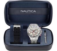 Orologio Uomo + Cinturino NAUTICA NST NAPNSF205 Chrono Acciaio Bianco