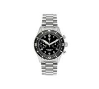 Orologio Uomo Cronografo Meccanico Cinturino in Acciaio e Pelle Subacqueo IL NERO