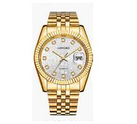 OROLOGIO UOMO DONNA LONGBO 80435 IN ACCIAIO CON STRASS IMPERMEABILE DORATO BIANC