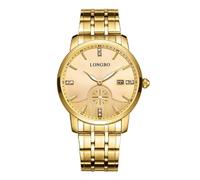 OROLOGIO UOMO DONNA LONGBO 80436 CRONO ANALOGICO DATA IMPERMEABILE ACCIAIO DORAT