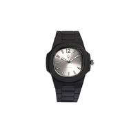 Orologio Uomo e Donna Elegante con Cassa in Policarbonato 40,5 x 8,8 mm, Quadrante Argento, Cinturino Nero e Movimento al Quarzo Giapponese - Impermeabile 5 ATM, Leggero e Resistente (Nero, Argento)