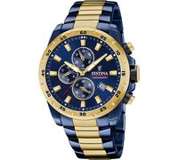 Festina Orologio Uomo Analogico in Acciaio Inossidabile 316L Blu - Movimento al Quarzo - Cronografo - Calendario - Vetro Minerale ad Alta Resistenza - Impermeabile 10 ATM F20564/1 Chrono Sport